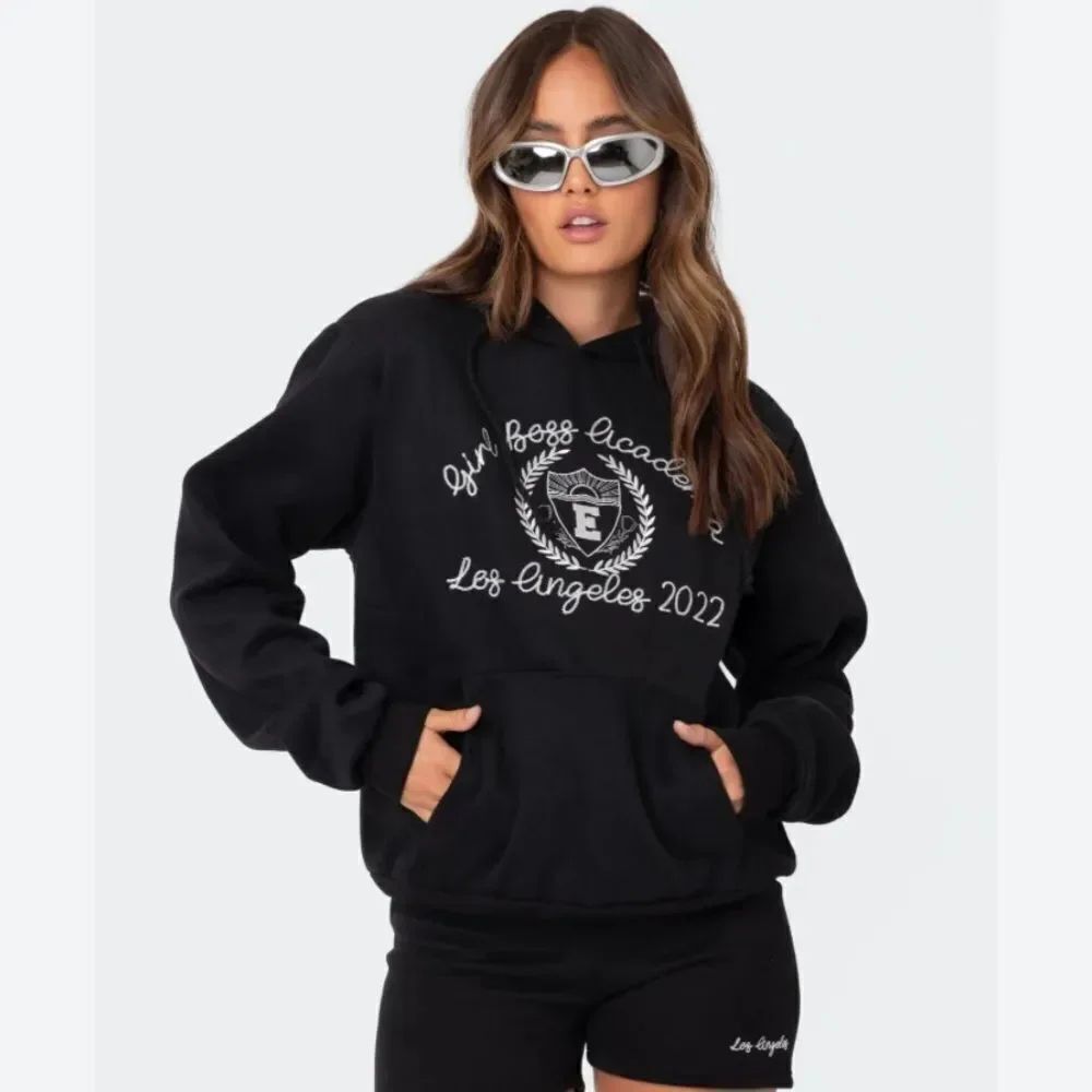 Edikted Girl Boss Academia Hoodie Black Size Medium